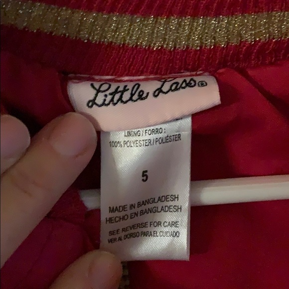 Girls Raspberry Quilted Bomber Jacket - Picture 3 of 3